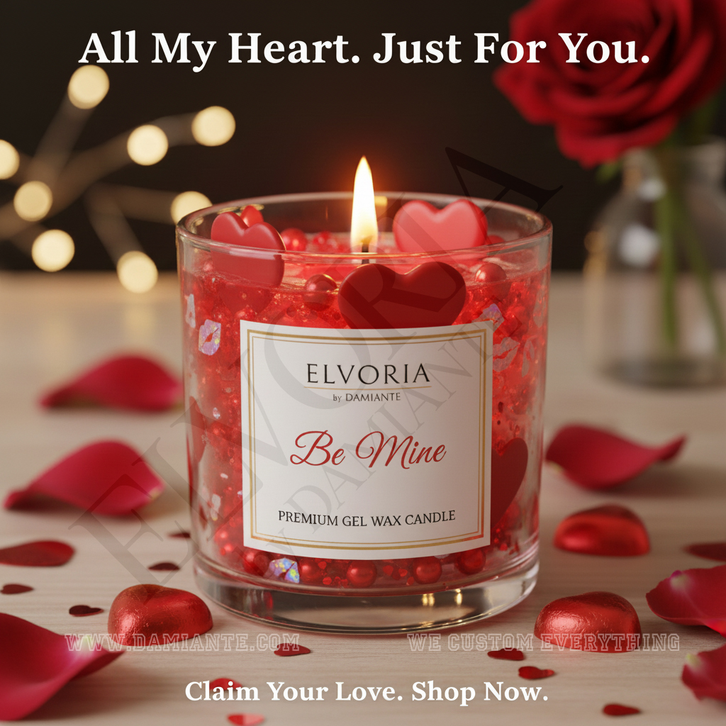 Elvoria Be Mine Premium Soy Wax Candle 220ml, for Home Decoration, Burn Time 45-50 Hrs, Luxury Fragrance Candles for Gifting, Aesthetic Glass Jar Aroma Therapy Candle