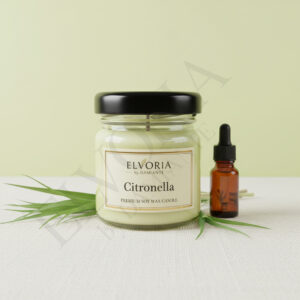 Elvoria Citronella Evergreen 40ml Mini Jar Premium Candle Pack of 4, for Home Decoration, Burn Time 6-8 Hrs, Luxury Fragrance Candles for Gifting, Aesthetic Mini Jar Aroma Therapy Candle