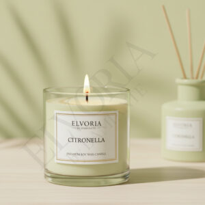Elvoria Citronella Evergreen 200ml Glass Jar Premium Candle Pack of 1, for Home Decoration, Burn Time 6-8 Hrs, Luxury Fragrance Candles for Gifting, Aesthetic Mini Jar Aroma Therapy Candle