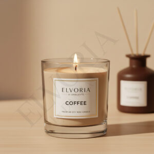 Elvoria Coffe Evergreen 200ml Glass Jar Premium Candle Pack of 1, for Home Decoration, Burn Time 6-8 Hrs, Luxury Fragrance Candles for Gifting, Aesthetic Mini Jar Aroma Therapy Candle
