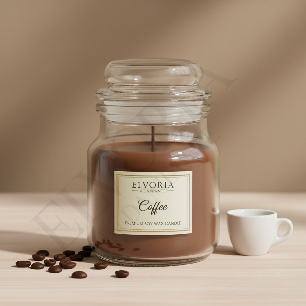 Elvoria Coffe Evergreen 100ml Yankee Jar Premium Candle Pack of 1, for Home Decoration, Burn Time 6-8 Hrs, Luxury Fragrance Candles for Gifting, Aesthetic Mini Jar Aroma Therapy Candle