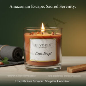 Elvoria Costa Brazil Premium Soy Wax Candle 220ml, for Home Decoration, Burn Time 45-50 Hrs, Luxury Fragrance Candles for Gifting, Aesthetic Glass Jar Aroma Therapy Candle