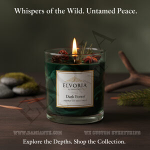 Elvoria Dark Forest Premium Soy Wax Candle 220ml, for Home Decoration, Burn Time 45-50 Hrs, Luxury Fragrance Candles for Gifting, Aesthetic Glass Jar Aroma Therapy Candle