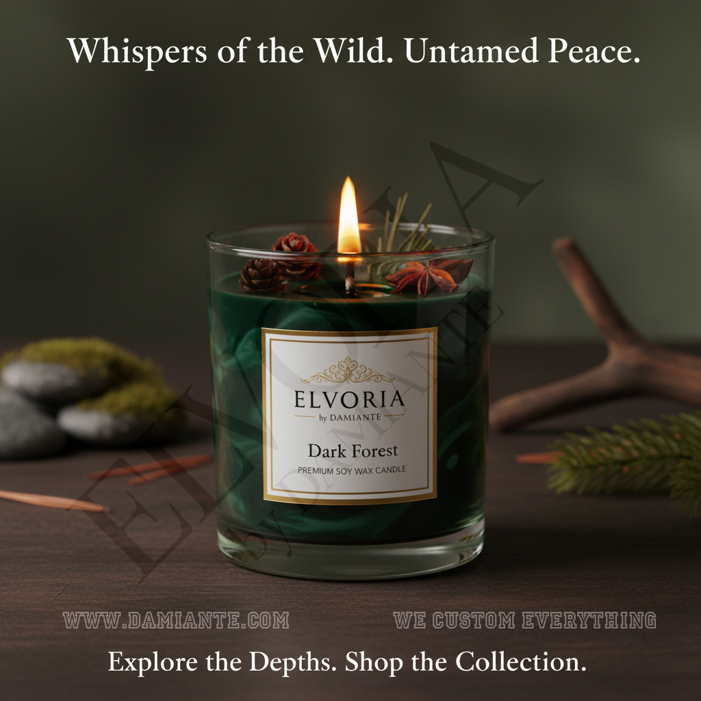 Elvoria Dark Forest Premium Soy Wax Candle 220ml, for Home Decoration, Burn Time 45-50 Hrs, Luxury Fragrance Candles for Gifting, Aesthetic Glass Jar Aroma Therapy Candle