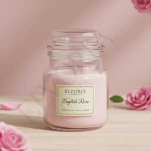Elvoria English Rose Evergreen 100ml Yankee Jar Premium Candle Pack of 1, for Home Decoration, Burn Time 6-8 Hrs, Luxury Fragrance Candles for Gifting, Aesthetic Mini Jar Aroma Therapy Candle