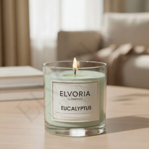 Elvoria Eucalyptus Evergreen 200ml Glass Jar Premium Candle Pack of 1, for Home Decoration, Burn Time 6-8 Hrs, Luxury Fragrance Candles for Gifting, Aesthetic Mini Jar Aroma Therapy Candle