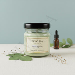 Elvoria Eucalyptus Evergreen 40ml Mini Jar Premium Candle Pack of 4, for Home Decoration, Burn Time 6-8 Hrs, Luxury Fragrance Candles for Gifting, Aesthetic Mini Jar Aroma Therapy Candle
