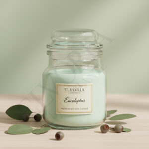 Elvoria Eucalyptus Evergreen 100ml Yankee Jar Premium Candle Pack of 1, for Home Decoration, Burn Time 6-8 Hrs, Luxury Fragrance Candles for Gifting, Aesthetic Mini Jar Aroma Therapy Candle