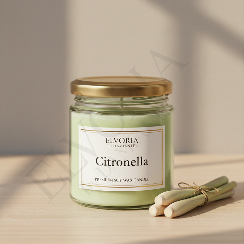 Elvoria Citronella Evergreen 100ml Salsa Jar Premium Candle Pack of 1, for Home Decoration, Burn Time 6-8 Hrs, Luxury Fragrance Candles for Gifting, Aesthetic Mini Jar Aroma Therapy Candle