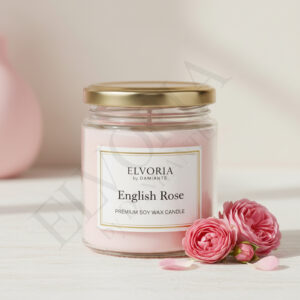 Elvoria English Rose Evergreen 100ml Salsa Jar Premium Candle Pack of 1, for Home Decoration, Burn Time 6-8 Hrs, Luxury Fragrance Candles for Gifting, Aesthetic Mini Jar Aroma Therapy Candle