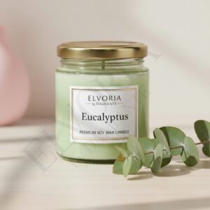 Elvoria Eucalyptus Evergreen 100ml Salsa Jar Premium Candle Pack of 1, for Home Decoration, Burn Time 6-8 Hrs, Luxury Fragrance Candles for Gifting, Aesthetic Mini Jar Aroma Therapy Candle