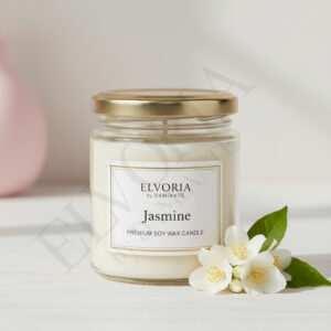 Elvoria Jasmine Evergreen 100ml Salsa Jar Premium Collection Pack of 1, for Home Decoration, Burn Time 6-8 Hrs, Luxury Fragrance Candles for Gifting, Aesthetic Mini Jar Aroma Therapy Candle