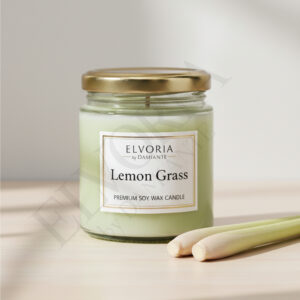 Elvoria Lemongrass Evergreen 100ml Salsa Jar Premium Candle Pack of 1, for Home Decoration, Burn Time 6-8 Hrs, Luxury Fragrance Candles for Gifting, Aesthetic Mini Jar Aroma Therapy Candle