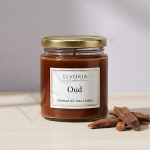 Elvoria Oud Evergreen 100ml Salsa Jar Premium Candle Pack of 1, for Home Decoration, Burn Time 6-8 Hrs, Luxury Fragrance Candles for Gifting, Aesthetic Mini Jar Aroma Therapy Candle