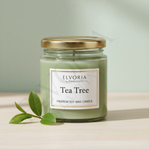 Elvoria Tea Tree 100ml Salsa Jar Premium Collection Pack of 1, for Home Decoration, Burn Time 6-8 Hrs, Luxury Fragrance Candles for Gifting, Aesthetic Mini Jar Aroma Therapy Candle