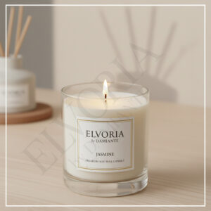 Elvoria Jasmine Evergreen 200ml Glass Jar Premium Collection Pack of 1, for Home Decoration, Burn Time 6-8 Hrs, Luxury Fragrance Candles for Gifting, Aesthetic Mini Jar Aroma Therapy Candle
