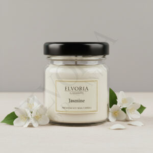 Elvoria Jasmine Evergreen 40ml Mini Jar Premium Collection Pack of 4, for Home Decoration, Burn Time 6-8 Hrs, Luxury Fragrance Candles for Gifting, Aesthetic Mini Jar Aroma Therapy Candle