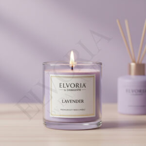 Elvoria Lavender Evergreen 200ml Glass Jar Premium Candle Pack of 1, for Home Decoration, Burn Time 6-8 Hrs, Luxury Fragrance Candles for Gifting, Aesthetic Mini Jar Aroma Therapy Candle
