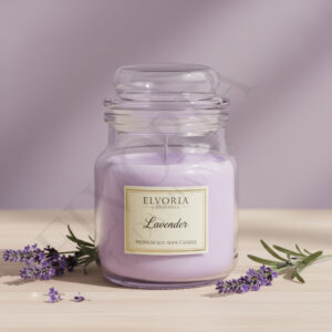 Elvoria Lavender Evergreen 100ml Yankee Jar Premium Candle Pack of 1, for Home Decoration, Burn Time 6-8 Hrs, Luxury Fragrance Candles for Gifting, Aesthetic Mini Jar Aroma Therapy Candle