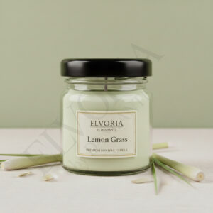 Elvoria Lemongrass Evergreen 40ml Mini Jar Premium Candle Pack of 4, for Home Decoration, Burn Time 6-8 Hrs, Luxury Fragrance Candles for Gifting, Aesthetic Mini Jar Aroma Therapy Candle
