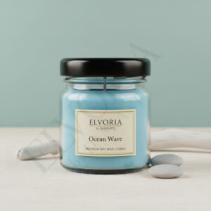 Elvoria Ocean Wave Evergreen 40ml Mini Jar Premium Candle Pack of 4, for Home Decoration, Burn Time 6-8 Hrs, Luxury Fragrance Candles for Gifting, Aesthetic Mini Jar Aroma Therapy Candle