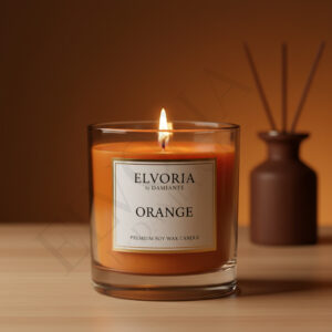 Elvoria Orange Evergreen 200ml Glass Jar Premium Candle Pack of 1, for Home Decoration, Burn Time 6-8 Hrs, Luxury Fragrance Candles for Gifting, Aesthetic Mini Jar Aroma Therapy Candle