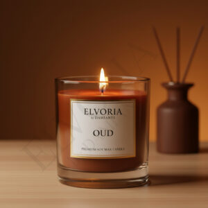 Elvoria Oud Evergreen 200ml Glass Jar Premium Candle Pack of 1, for Home Decoration, Burn Time 6-8 Hrs, Luxury Fragrance Candles for Gifting, Aesthetic Mini Jar Aroma Therapy Candle
