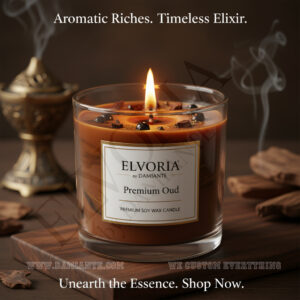 Elvoria Premium Oud Premium Soy Wax Candle 220ml, for Home Decoration, Burn Time 45-50 Hrs, Luxury Fragrance Candles for Gifting, Aesthetic Glass Jar Aroma Therapy Candle