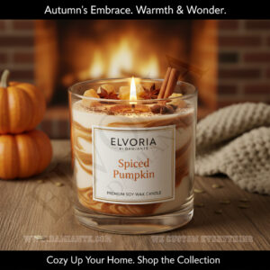 Elvoria Spiced Pumpkin Premium Soy Wax Candle 220ml, for Home Decoration, Burn Time 45-50 Hrs, Luxury Fragrance Candles for Gifting, Aesthetic Glass Jar Aroma Therapy Candle