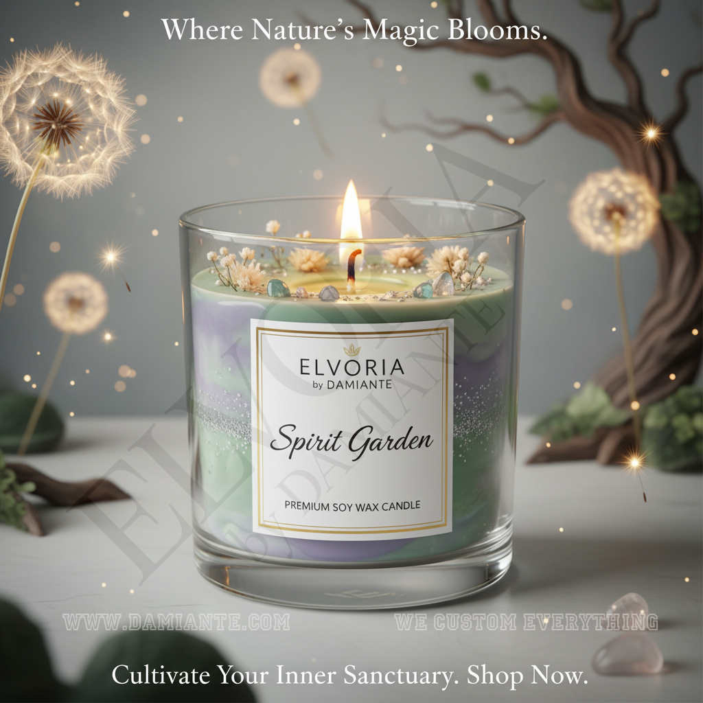 Elvoria Spirit Garden Premium Soy Wax Candle 220ml, for Home Decoration, Burn Time 45-50 Hrs, Luxury Fragrance Candles for Gifting, Aesthetic Glass Jar Aroma Therapy Candle