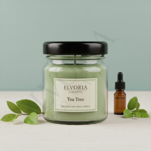 Elvoria Tea Tree 40ml Mini Jar Premium Collection Pack of 4, for Home Decoration, Burn Time 6-8 Hrs, Luxury Fragrance Candles for Gifting, Aesthetic Mini Jar Aroma Therapy Candle