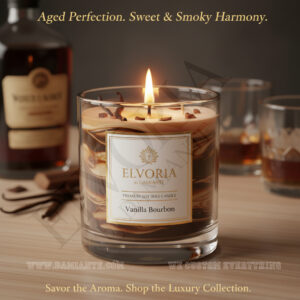 Elvoria Vanilla Bourbon Premium Soy Wax Candle 220ml, for Home Decoration, Burn Time 45-50 Hrs, Luxury Fragrance Candles for Gifting, Aesthetic Glass Jar Aroma Therapy Candle
