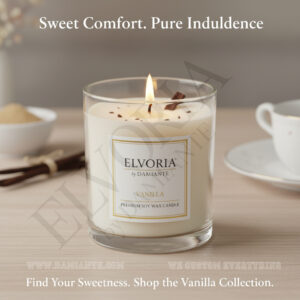 Elvoria Vanilla Premium Soy Wax Candle 220ml, for Home Decoration, Burn Time 45-50 Hrs, Luxury Fragrance Candles for Gifting, Aesthetic Glass Jar Aroma Therapy Candle