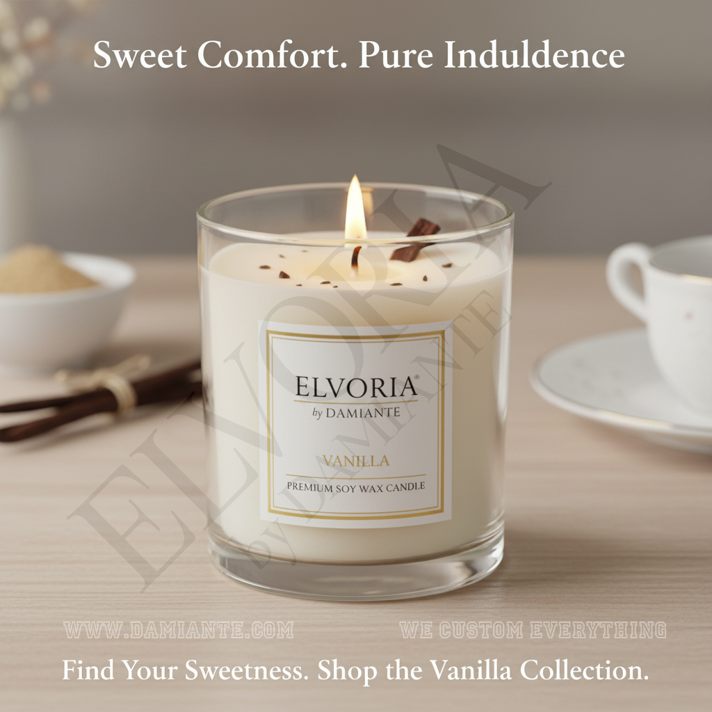 Elvoria Vanilla Premium Soy Wax Candle 220ml, for Home Decoration, Burn Time 45-50 Hrs, Luxury Fragrance Candles for Gifting, Aesthetic Glass Jar Aroma Therapy Candle