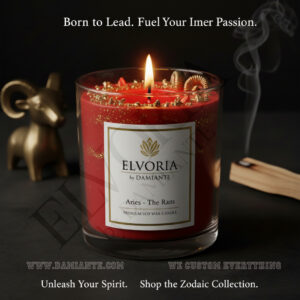 Elvoria Zodiac Aries Premium Soy Wax Candle 220ml, for Home Decoration, Burn Time 45-50 Hrs, Luxury Fragrance Candles for Gifting, Aesthetic Glass Jar Aroma Therapy Candle
