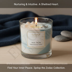 Elvoria Zodiac Cancer Premium Soy Wax Candle 220ml, for Home Decoration, Burn Time 45-50 Hrs, Luxury Fragrance Candles for Gifting, Aesthetic Glass Jar Aroma Therapy Candle