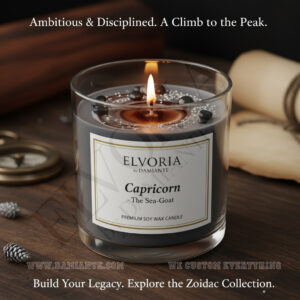 Elvoria Zodiac Capricorn Premium Soy Wax Candle 220ml, for Home Decoration, Burn Time 45-50 Hrs, Luxury Fragrance Candles for Gifting, Aesthetic Glass Jar Aroma Therapy Candle