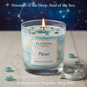 Elvoria Zodiac Pisces Premium Soy Wax Candle 220ml, for Home Decoration, Burn Time 45-50 Hrs, Luxury Fragrance Candles for Gifting, Aesthetic Glass Jar Aroma Therapy Candle