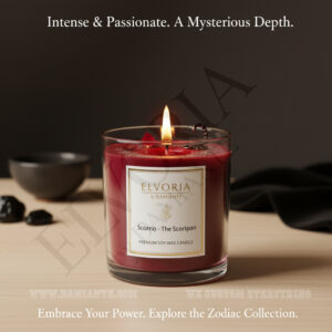 Elvoria Zodiac Scorpio Premium Soy Wax Candle 220ml, for Home Decoration, Burn Time 45-50 Hrs, Luxury Fragrance Candles for Gifting, Aesthetic Glass Jar Aroma Therapy Candle