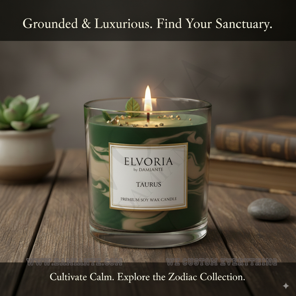 Elvoria Zodiac Taurus Premium Soy Wax Candle 220ml, for Home Decoration, Burn Time 45-50 Hrs, Luxury Fragrance Candles for Gifting, Aesthetic Glass Jar Aroma Therapy Candle